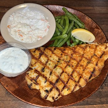 Bob Chinn's Crab House - Chargrilled Halibut with Green Beans and Coleslaw - Seafood Near Me - Wheeling, Illinois Bob Chinn's Crab House - Chargrilled Halibut with Green Beans and Coleslaw - Seafood Near Me - Wheeling, Illinois