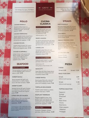 Menu photo 5 Gio’s Italian Restaurant Llano, TX