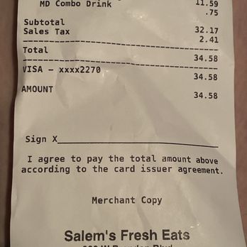 Salem's Fresh Eats - charged for wings i didn't ask for - Chicken Wings Near Me - Brandon, Florida