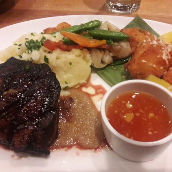 Duke's Malibu - Steak, mash potatoes and shrimp croquet. - New American Near Me - Malibu, California Duke's Malibu - Steak, mash potatoes and shrimp croquet. - New American Near Me - Malibu, California