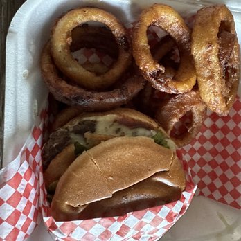 OUTTA BRONX - Cowboy Burger w/ onion rings and BBQ wings! - Sandwiches Near Me - Peoria, Arizona