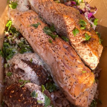 Razan's Organic Kitchen - Mediterranean plate with Salmon - Mediterranean Near Me - Berkeley, California Razan's Organic Kitchen - Mediterranean plate with Salmon - Mediterranean Near Me - Berkeley, California