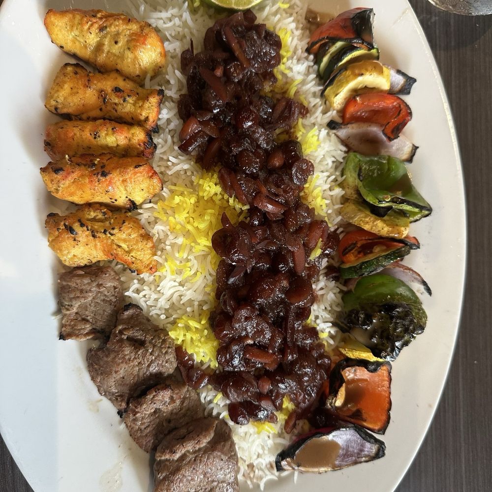 Flames Mediterranean Restaurant - Shishleek Combo with Cranberry Rice - Mediterranean Near Me - Shreveport, Louisiana Flames Mediterranean Restaurant - Shishleek Combo with Cranberry Rice - Mediterranean Near Me - Shreveport, Louisiana