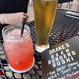 Patio Punch and a draught beer Patio Punch and a draught beer