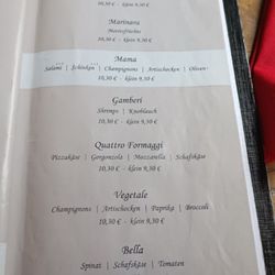 Ristorante Giardino - Auszug aus der Karte