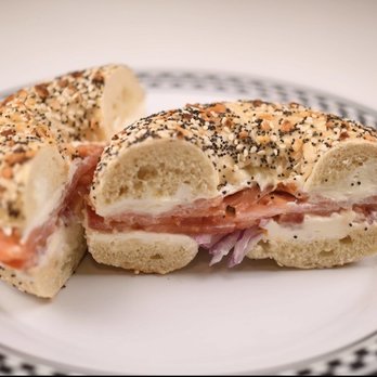 Bagelry & Brew - New Yorker on a Works bagel - Pizza Near Me - La Verne, California Bagelry & Brew - New Yorker on a Works bagel - Pizza Near Me - La Verne, California