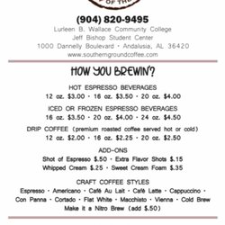 Southern Ground Coffeehouse - Menu