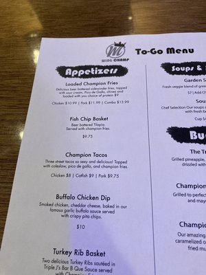 Menu photo 3 Wing Champ Sharonville, OH
