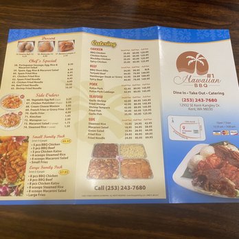 A1 Hawaiian BBQ - back page of menu - Hawaiian Near Me - Kent, Washington