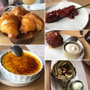 Ember & Rye - Croissants, pork belly skewer, scotch egg, artichoke, corn brûlée - Seafood Near Me - Carlsbad, California Ember & Rye - Croissants, pork belly skewer, scotch egg, artichoke, corn brûlée - Seafood Near Me - Carlsbad, California