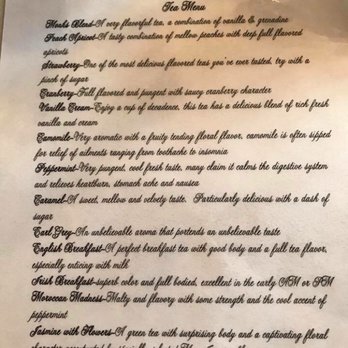 Hidden Oak Cafe - Tea Menu for the Victorian Tea - Desserts Near Me - Great River, New York Hidden Oak Cafe - Tea Menu for the Victorian Tea - Desserts Near Me - Great River, New York