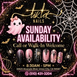 Tik Tok Nails - SUNDAY FUNDAY WE'RE OPEN! Yes we're open Sunday -- walk-ins welcome SUNDAY: 8:30AM - 5PM