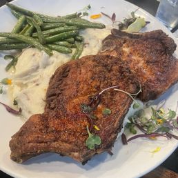 Fried pork chops could have been seasoned better. Potatoes were good vegetables were cold. Fried pork chops could have been seasoned better. Potatoes were good vegetables were cold.