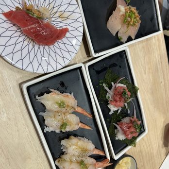Sushi REV - Jalapeño tuna, garlic albacore, sweet shrimp, seaweed truffle tuna - Sushi Bars Near Me - Irvine, California