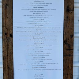Menu as of August 2026 Menu as of August 2026