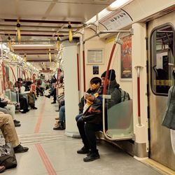 TTC - Toronto Transit Commision - This is the look of the open interconnected subway cars in a curve on TTC Line 1 from Union Station to Vaughan-Woodbridge