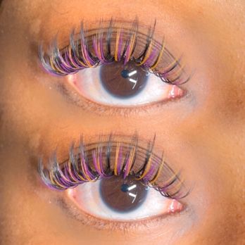 Blossoming Lashes - wet lashes with pop of 2 color mix - Eyelash Service Near Me - Brooklyn, New York
