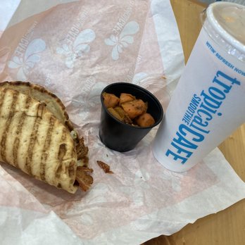 Tropical Smoothie Cafe - CHICKEN BACON RANCH with sweet potatoes and smoothie SUNRISE SUNSET - Juice Bars & Smoothies Near Me - Bethesda, Maryland Tropical Smoothie Cafe - CHICKEN BACON RANCH with sweet potatoes and smoothie SUNRISE SUNSET - Juice Bars & Smoothies Near Me - Bethesda, Maryland