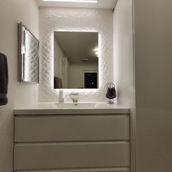 B And D Electric - Flush LED ceiling lights with dimmer switch and backlight mirror