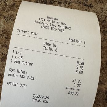 Wontons - The Bill. Great! - Chinese Near Me - Sanbornville, New Hampshire