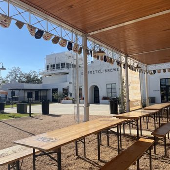 K. Spoetzl BBQ - New Outside seating in front of BBQ place/brewery. - Barbeque Near Me - Shiner, Texas