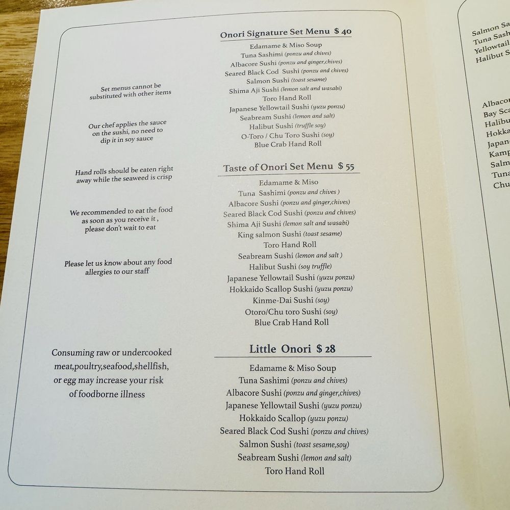 Onori Hand Roll Bar - Menu - Sushi Bars Near Me - Temecula, California Onori Hand Roll Bar - Menu - Sushi Bars Near Me - Temecula, California