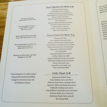 Onori Hand Roll Bar - Menu - Sushi Bars Near Me - Temecula, California