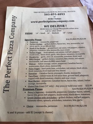 Menu photo 2 Perfect Pizza Company Wilsonville, OR Menu photo 2 Perfect Pizza Company Wilsonville, OR
