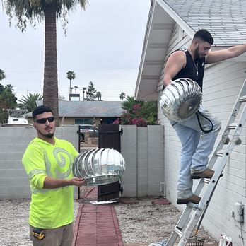 Top Level Roofing - Cris and Eric installing 3 wind turbines on my roof. - Roofing Near Me - Phoenix, Arizona Top Level Roofing - Cris and Eric installing 3 wind turbines on my roof. - Roofing Near Me - Phoenix, Arizona