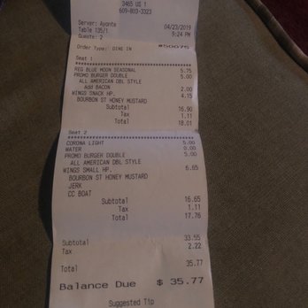 Buffalo Wild Wings - Receipt - Sports Bars Near Me - West Windsor, New Jersey Buffalo Wild Wings - Receipt - Sports Bars Near Me - West Windsor, New Jersey