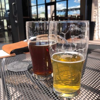 La Cumbre Brewing Company Westside - Brown and Brut IPA on the patio - Bars Near Me - Albuquerque, New Mexico