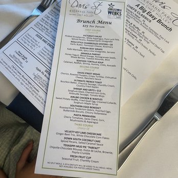 Davis Street at Hermann Park - Brunch menu - HRWs - New American Near Me - Houston, Texas