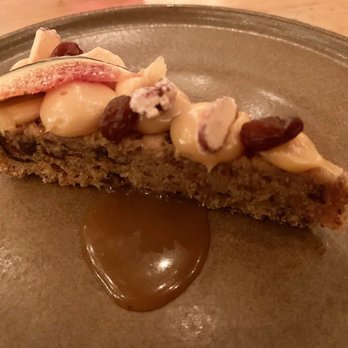 Mägo - Torta Negra, Caramelized Panela, Fig Leaf Crema and Almonds - Colombian Near Me - Oakland, California Mägo - Torta Negra, Caramelized Panela, Fig Leaf Crema and Almonds - Colombian Near Me - Oakland, California