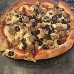 Sausage and Olives Thick Crust