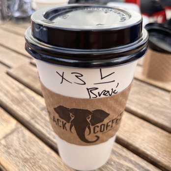 Black Elephant Coffee - Burbank - My supposed "Extra Hot" Breve Latte with 3 Long shots of espresso - Coffee & Tea Near Me - Burbank, California