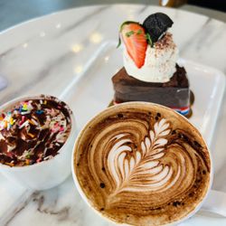 La Bosco Bakery & Cafe - Mocha latte, kids hot chocolate and brownie