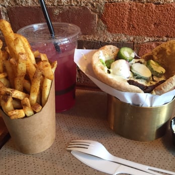 Brassica - Brisket pita with house sauce, fries, and lemonade. - Mediterranean Near Me - Columbus, Ohio Brassica - Brisket pita with house sauce, fries, and lemonade. - Mediterranean Near Me - Columbus, Ohio