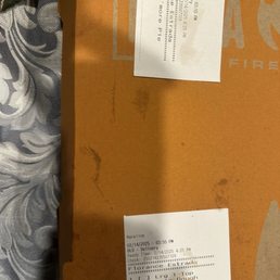 The two stickers on one box.