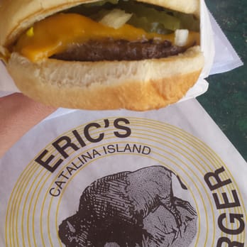 Eric's On The Pier - Buffalo burger with mustard, pickles and onions. - Fast Food Near Me - Avalon, California Eric's On The Pier - Buffalo burger with mustard, pickles and onions. - Fast Food Near Me - Avalon, California