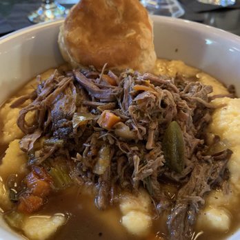 Maxine's On Shine - Brisket and polenta from their brunch menu - New American Near Me - Orlando, Florida Maxine's On Shine - Brisket and polenta from their brunch menu - New American Near Me - Orlando, Florida