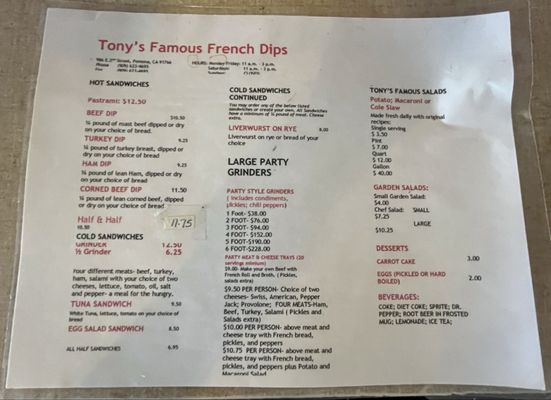 Menu photo 3 Tony's French Dips Pomona, CA Menu photo 3 Tony's French Dips Pomona, CA