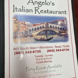 Angelo's - Menu