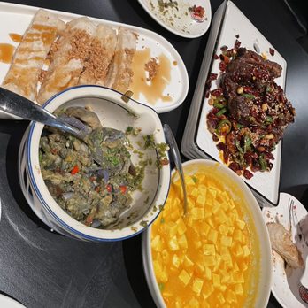 ChiliSpot - Mashed Eggplant with Century Eggs and Egg Yolk Tofu - Szechuan Near Me - Duluth, Georgia