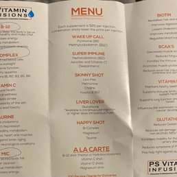 Menu of different shots available! Fight depression, need energy! This is your place! Call Andrew 760-285-8763 Menu of different shots available! Fight depression, need energy! This is your place! Call Andrew 760-285-8763