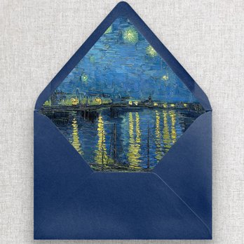 Cotton Ink - van Gogh's Over the Rhone liner in deep blue envelope. Light reflecting in the water. - Printing Services Near Me - Rocky River, Ohio