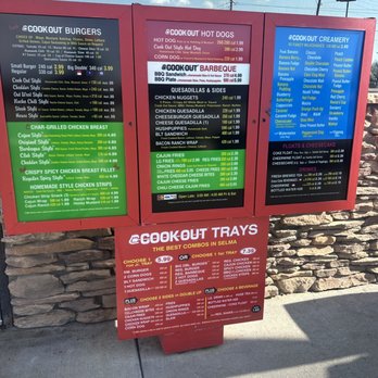 Cook Out - menus on a menu board - Burgers Near Me - Selma, North Carolina Cook Out - menus on a menu board - Burgers Near Me - Selma, North Carolina