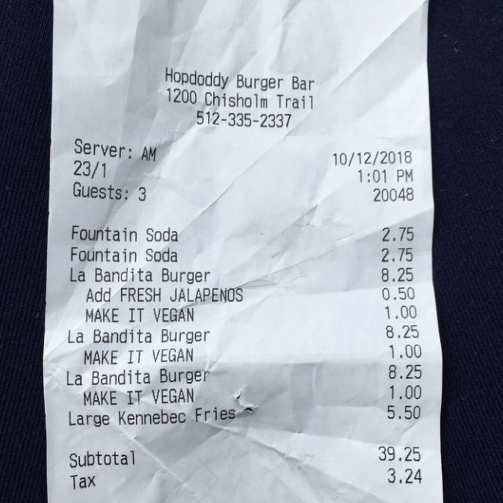 Hopdoddy Burger Bar - Ordered at 1:01pm Waited 43 minutes Never got my food Demanded a refund and left still hungry at 1:44pm - Burgers Near Me - Euless, Texas Hopdoddy Burger Bar - Ordered at 1:01pm Waited 43 minutes Never got my food Demanded a refund and left still hungry at 1:44pm - Burgers Near Me - Euless, Texas