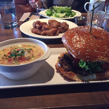 Earls Kitchen + Bar - Clam chowder with bacon cheese burger. Odd combination but was having weird cravings all day. - Canadian (New) Near Me - Calgary, Alberta Earls Kitchen + Bar - Clam chowder with bacon cheese burger. Odd combination but was having weird cravings all day. - Canadian (New) Near Me - Calgary, Alberta