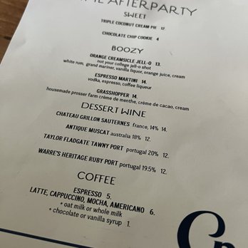 The Carlile Room - Dessert menu - New American Near Me - Seattle, Washington