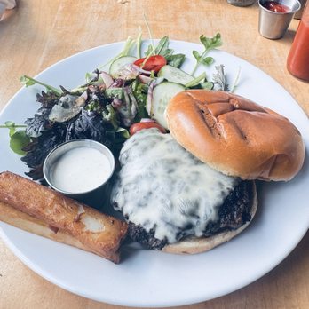 Truth and Beauty - Burger (left off the egg) w/side salad - American Near Me - Frederick, Maryland Truth and Beauty - Burger (left off the egg) w/side salad - American Near Me - Frederick, Maryland